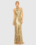 Open Back High Neck Sequin Gown