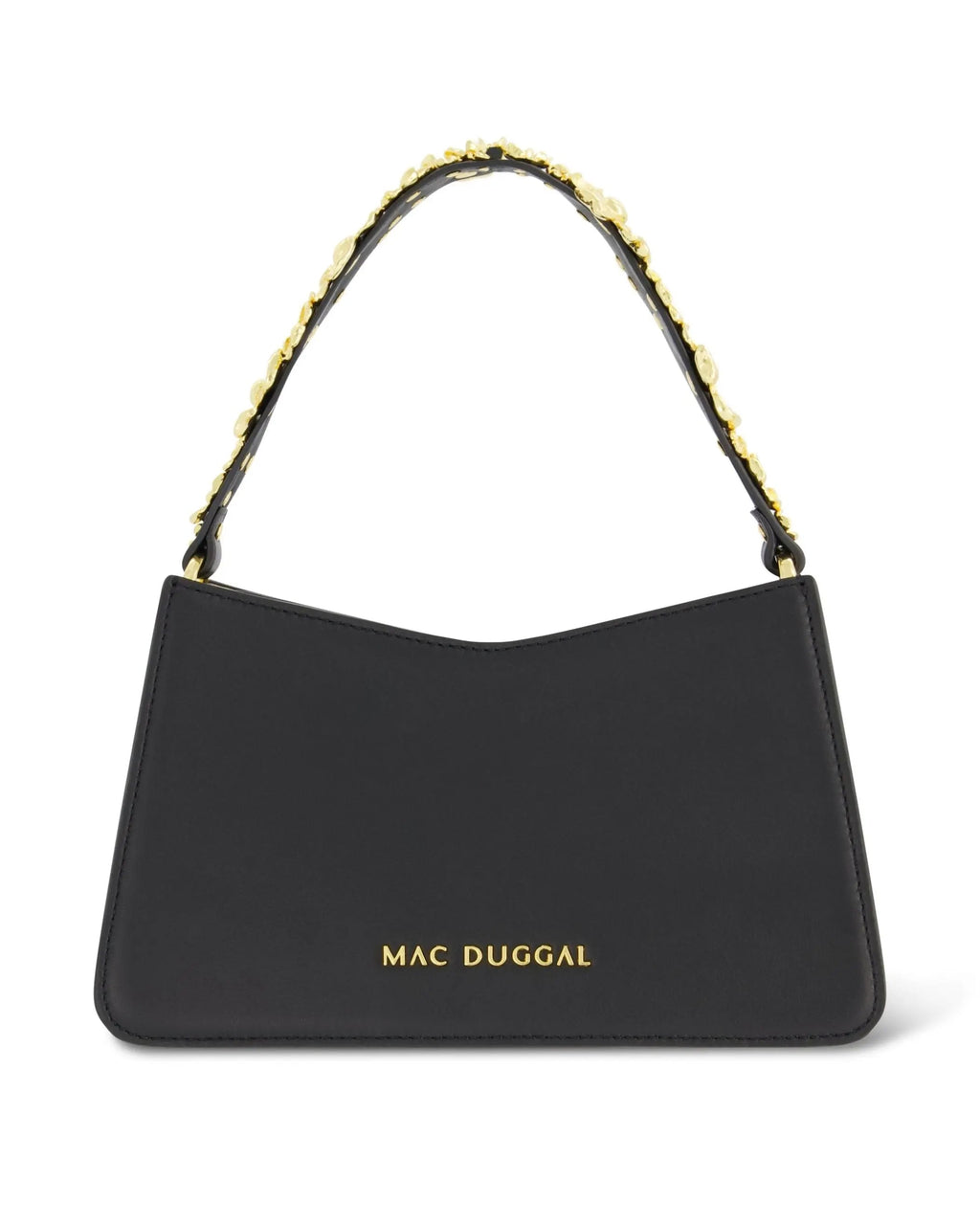 Gold Floral Small Black Nappa Leather Shoulder Bag