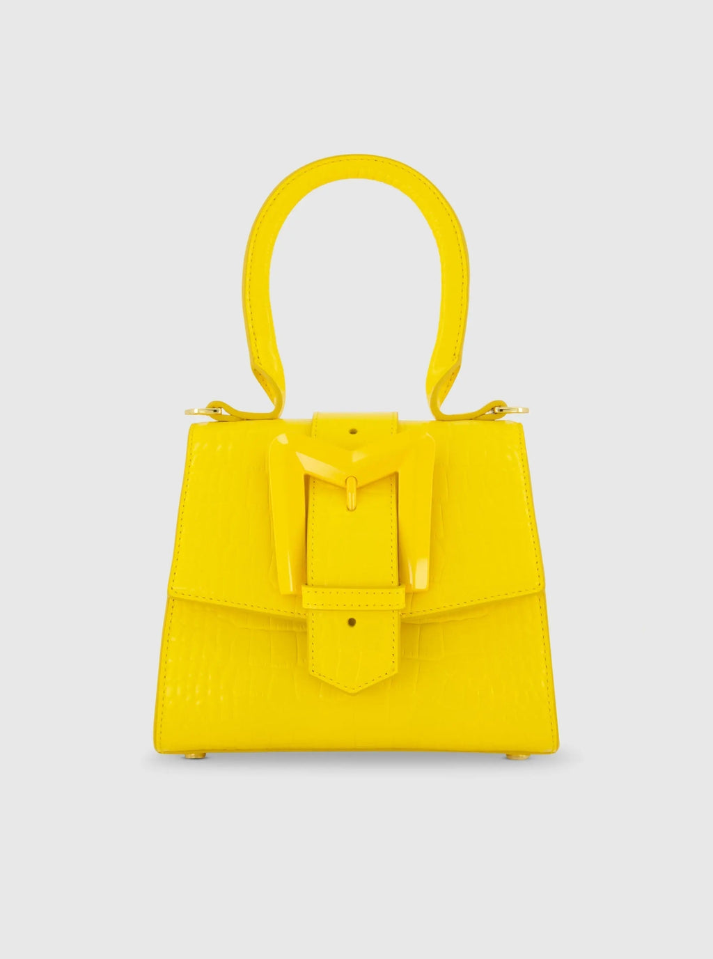 Buckled Mini Croco Leather Handbag with Detachable Strap