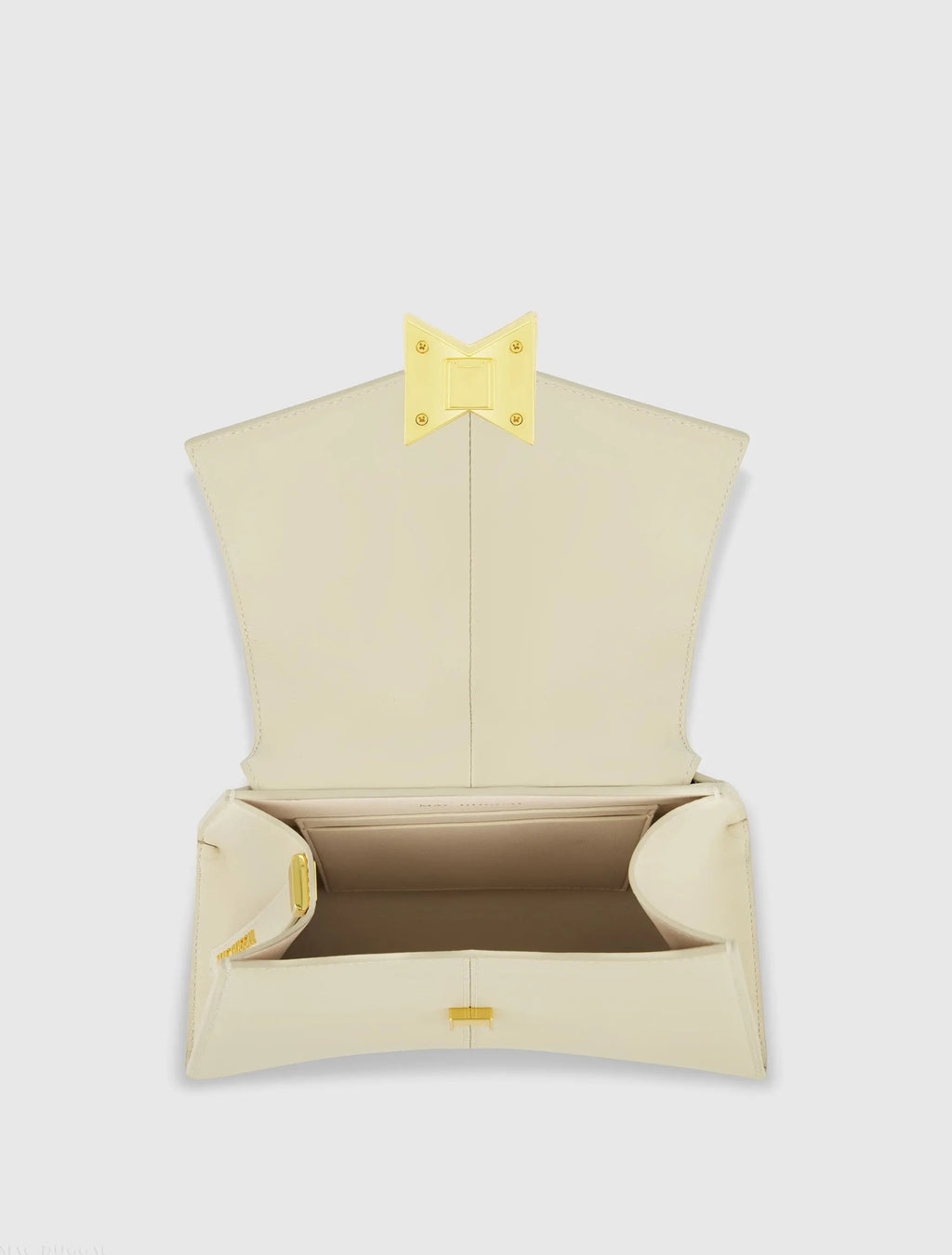 White Medium Angular Leather Handbag With Gold Hardware