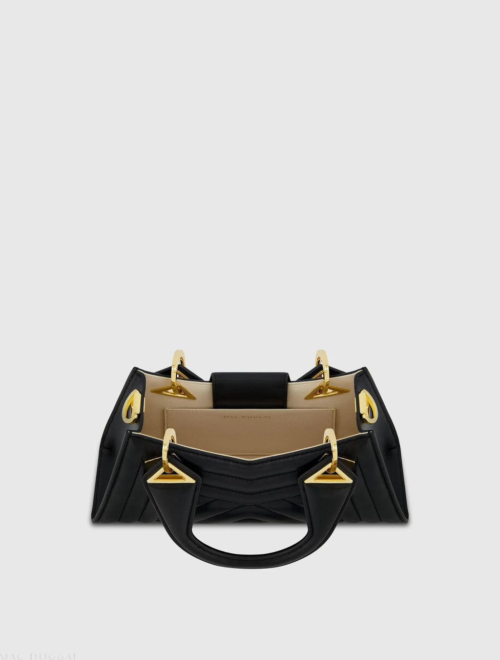 Black Angular Quilted Napa Leather Handbag